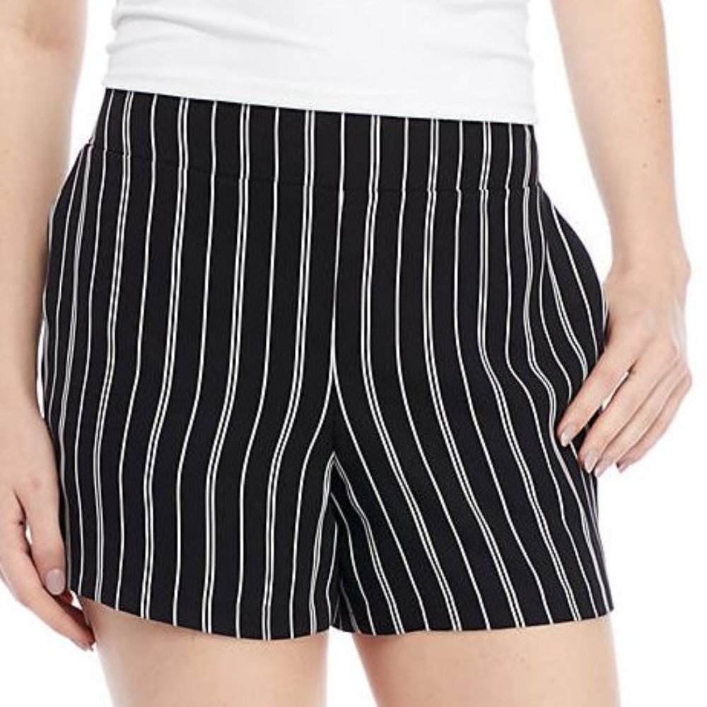 Kaari Blue Pull-On Shorts Stripe, XS, Black/Wht